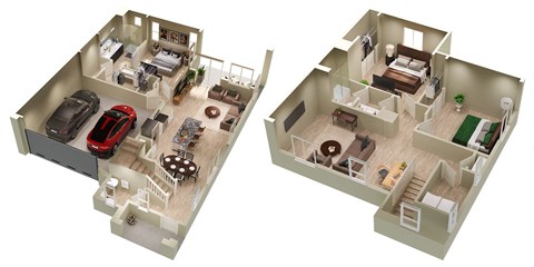 Floor plan for 3 beds, 2.5 baths, 1933 sqft